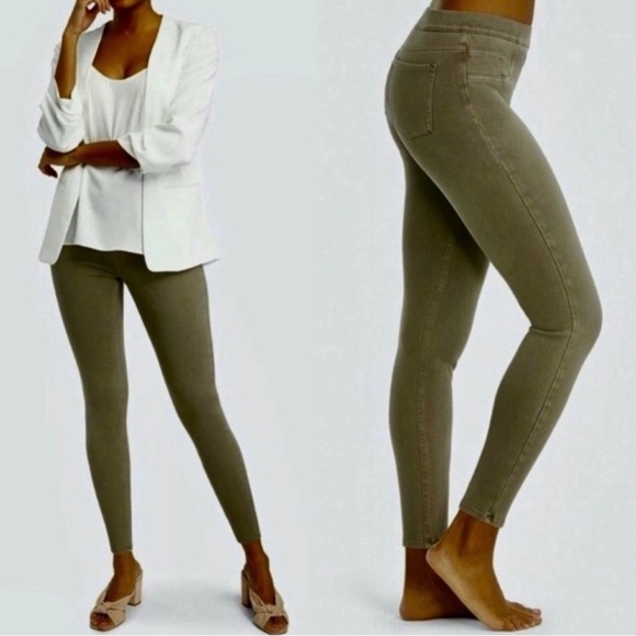 Spanx Jeanish Shaping Ankle Leggings Pants Pull On Olive Green Size XS - Picture 1 of 7